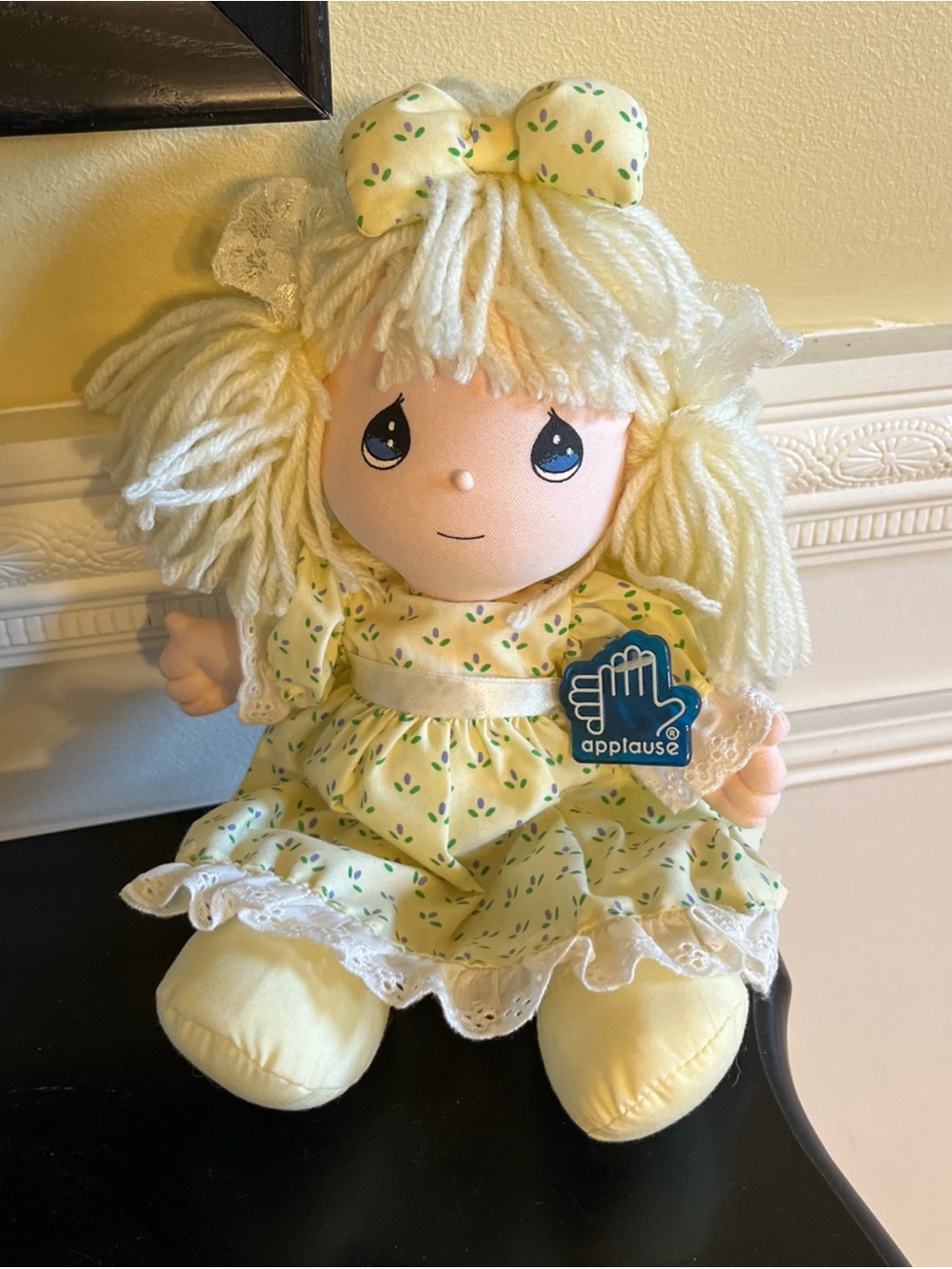 vintage 92 NIB Precious Moment Dolls of the Month doll, blond hair /yellow dress